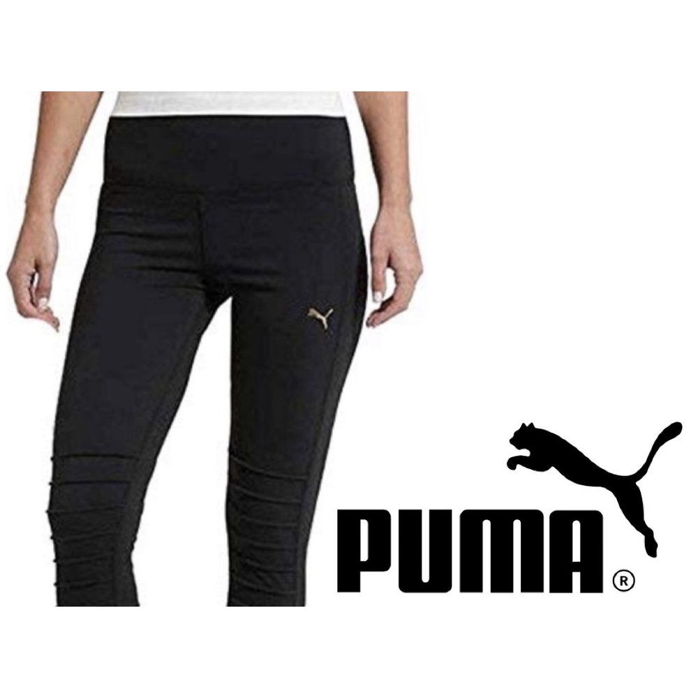 Puma Black Leggings Mesh Knee Panels Size Medium